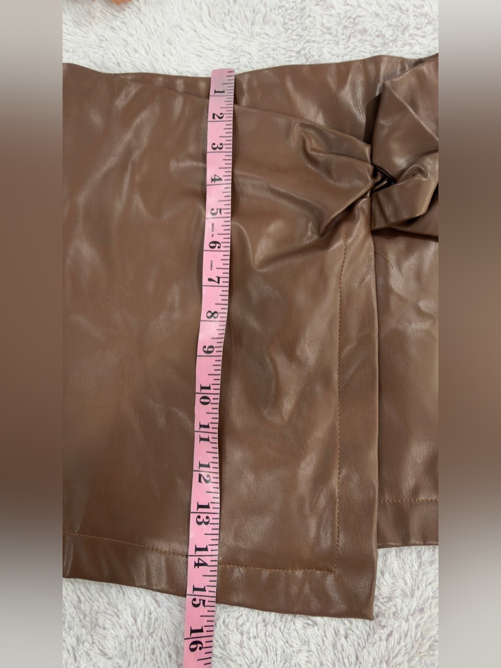 Princess Polly Brown Faux Leather Wrap Mini Skirt with Side Knot - Picture 8 of 12